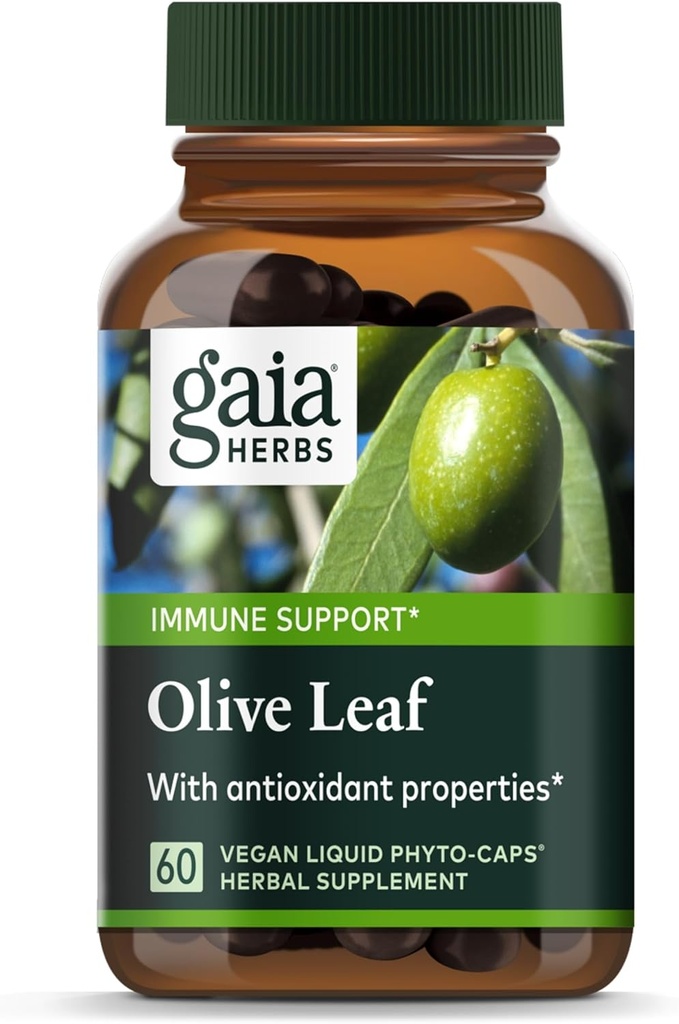 Gaia Herbs Olive Leaf - Geleneksel Immune Health Support - Immune System Supplement with Olive Leaf Extract & Ol Europein* - 60 Vegan Sıvı Phyto-Caps (30-Day Supply)