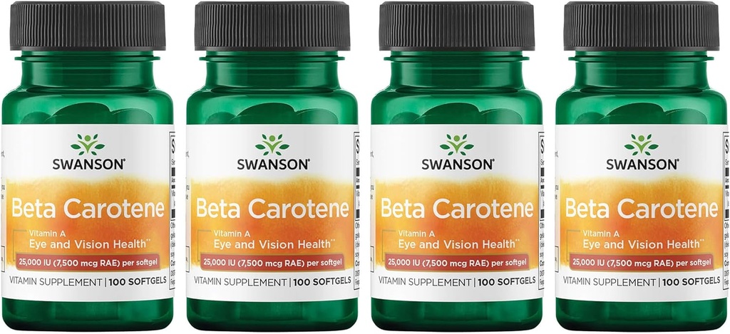 Swanson Beta- Carotane (Vitamin A) 2500 Iu (7500 mcg) 100 Sgels (4 paquet)