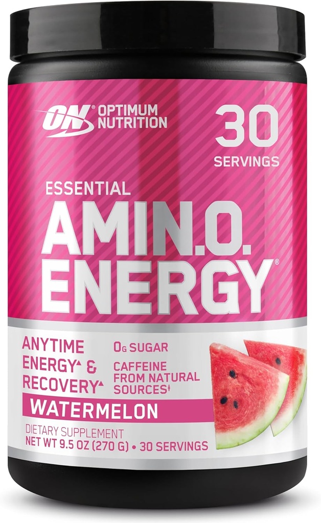 Optimum Nutrition Amino Energy - Pré-treino com chá verde, BCAA, Aminoácidos, Keto Friendly, Extrato de café verde, Pó de Energia - Melancia, 30 Servings (Packaging May Vary)