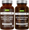 Multivitamin & Minerals for Men + Astaxanthin Complex Vegan Bundle, Sustained Release Advanced Multivitamin + 4 мг H. Pluvialis Natural Astaxanthin, by Igennus