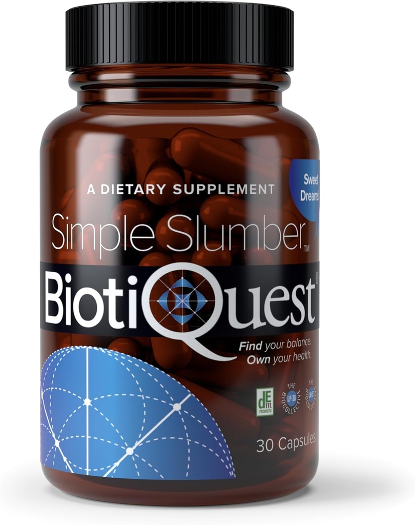 BiotiQuest Simple Slumber Probiotics, щоб допомогти поліпшити якість сну і здоров'я кишечника, 18 Billion CFU, Non-GMO, і клейковини безкоштовно, 30 капсули