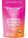 Pink Stork Morning Sickness Sweets, Organic Raspberry Ginger Candy dengan Vitamin B6, Dukungan untuk Motion Sickness, Prenatal Heartburn - Pregnancy Harus Haves - 30 Wrapped Drops