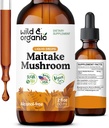 Wild & Organic Maitake Mushroom Drops - Suplemento de cogumelos líquidos para apoio imunológico - Maitake Extrair Tintura - Vegan, Açúcar & Álcool - 2 fl oz