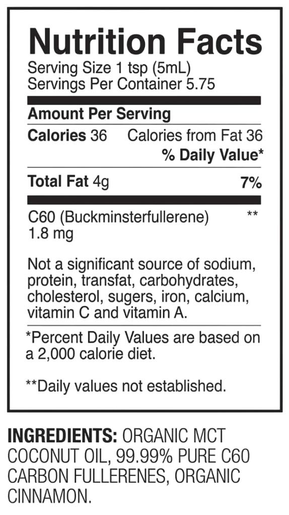 C60 Purple Power Cinnamon Flavored C60 MCT Coconut Oil - Travel Size - Organic Cold-Pressed Coconut Oil - 99.99% Pure C60 Carbon Fullerenes - Boost Energy &amp; Mental Focus (1oz)