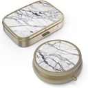 Pill Case Pill Box with Mirror Retro Small Pill Case for Purse or Pocket Bronze Pill Box 또는 Vitamins, Fish Oil, Supplements, Pill Containe 여행 선물(2PCS)