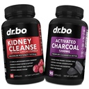 DR. BO Kidney Cleanse Detox & Activated Charcoal - Natural Cranberry & Uva Ursi Extract to Support Kidneys, Bladder & Urinary Tract Health - Coconut Charcoal Pills for Stomach Gas & Bloating Support
