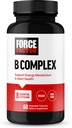 FORCE FACTOR Vitamin B Complex to support Energy, Vitality, and Heart Health, Включва витамин В1, витамин В2, витамин В3, витамин В6, витамин В12 и повече, Веган, Не-ГМО, 60 Зеленчукови капсули