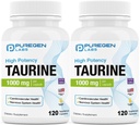 Puregen Labs Taurine 1000mg [High Potency] Total 240 Veg Capsules | No Harmful Additives | Non-GMO, NO Gluten and Dairy, Supports Heart Health and Muscle Recovery | Made in USA