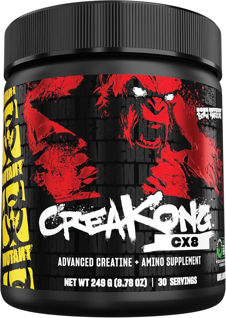 Mutant CREAKONG CX8 Manveen Advanced Creatine + Amino suplementari amb 4g Triple Creatine Barreja, 4gino Fusiona (BCAAs i Taurine) per al Creixement del Muscle i el rendiment de l'Ufflaved, 249g (30 Servings)