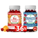 Lunakai Vitamin B12 and Probiotic Gummies Bundle - 3000 mcg Gummy for Adults Energy Support and Bone Health - 5 Billion CFUs Per Serving for Digestive Gut Health with Vitamin C for Women & Men