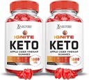 Indokolt laboratóriumok (2 Pack Ignite Keto ACV Gumies Advanced 1000MG Ignite Keto Gumies Formula Apple Cider Ecephalus Pomegranate Beet Juice Powder B12 Vegan Nem GMO 120 Gumis