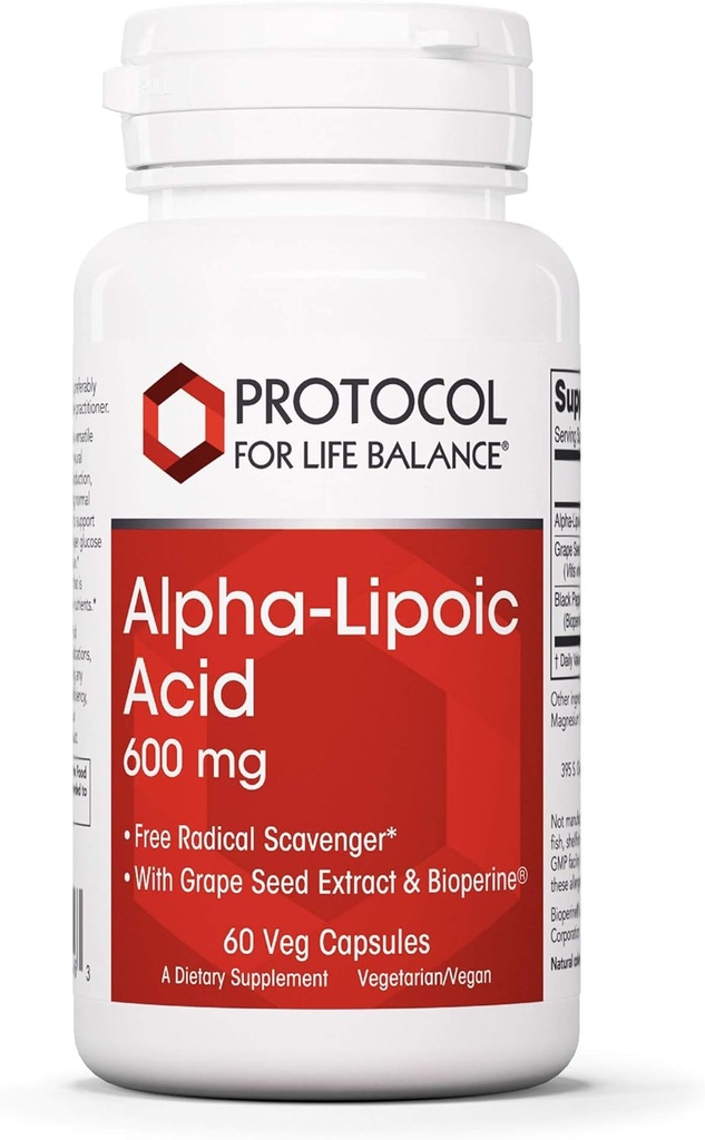 α Lipoic Acid 600mg - 葡萄种子提取和生物丙烯 - 60 Veg Caps协议