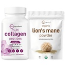 Micro Ingredients Multi Collagen Complex & Lions Mane Mushroom Supplement Powder Bundle 2 Pack | Grass-Fed Collagen Peptides | Natural Superfood for Brain, Energy, & Immune Health