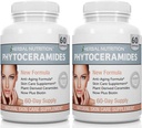 Phytoceramides Rice Based with Biotin Anti Aging supplement, Wrinkle Remover and Facial Moisturizing with Phytoceramides Vitamin A, C, D and E, Two Bottle Pack, 120 Capsules 40mg, Gluten Free