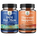 Bundle of DIM Supplement for Men with Panax Ginseng Bioperine Grapeseed & Astragalus for Prostate Health and Herbal Thyroid Support Complex with L Tyrosine, Bladderwrack, Selenium & Pure Ashwagandha
