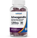 Nutricost Ashwagandha Extract Gummies (Mixed Berry) 60 Gummies for 30 Servings Per Bottle - Vegetarian, GMO Free and Gluten Free