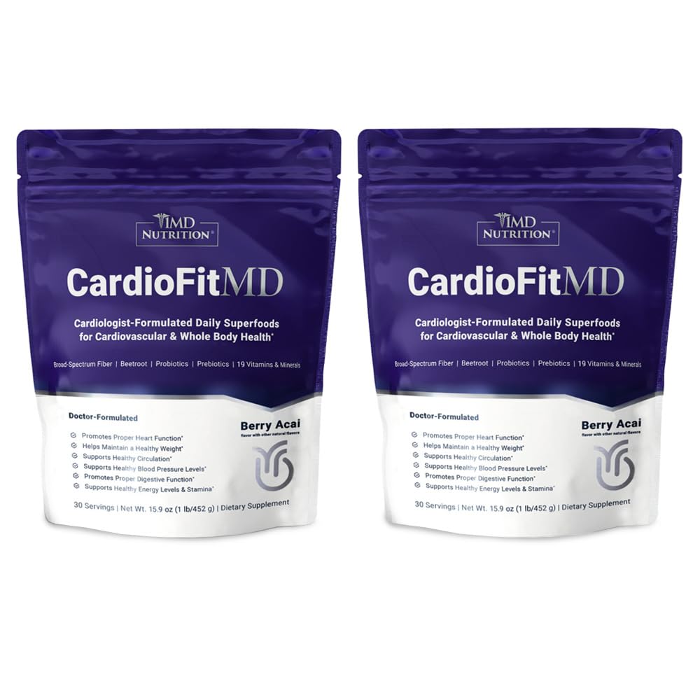 1MD Nutrition CardioFitMD - Vegan Beets Superfood Keto- Heart Health Powder - Nitric Oxide Supplement - Beet Root Powder for Healthy Blood Pressure & Circulation - High Fiber Drink - 30 Days (2-Pack)
