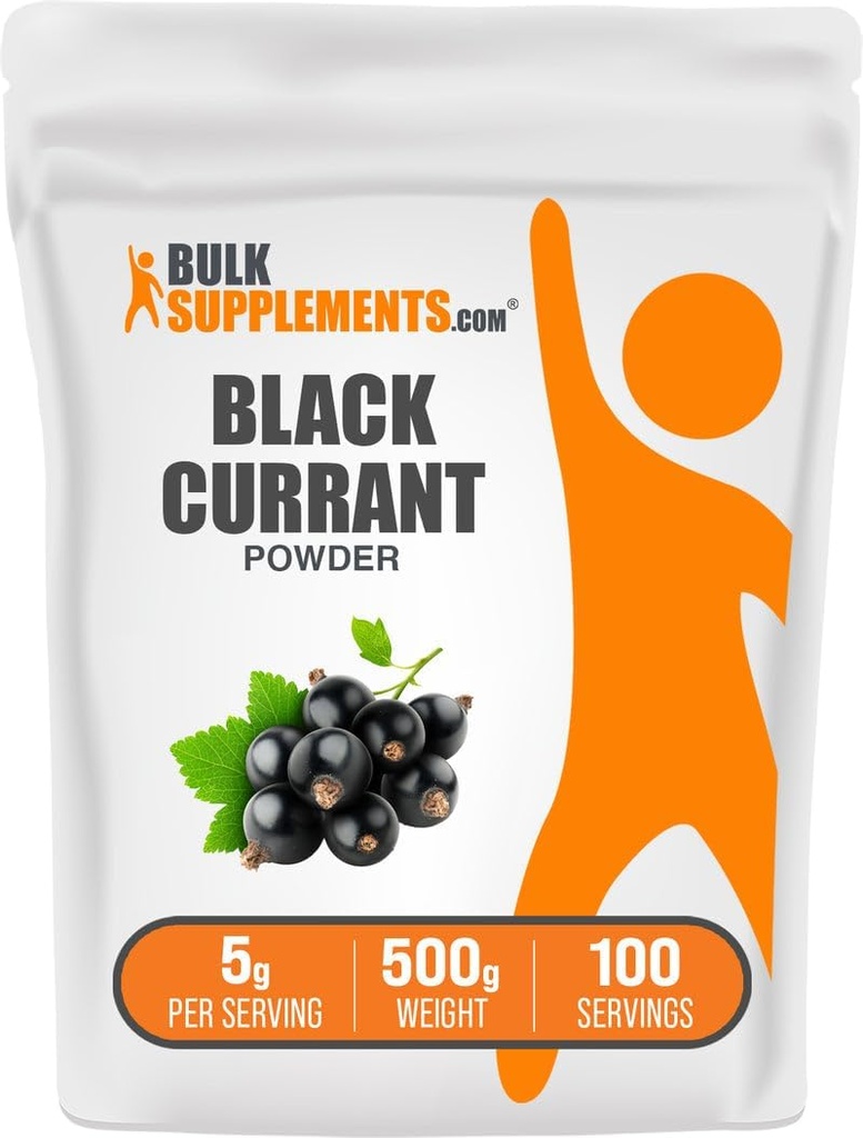 BulkSuppliments.com Blackcurrant Powder - Black Currant Suplement, Superfood Suplement - Air Dried & Gluten Free, 5g per Serving, 500g (1.1 lbs) (Paket 1)