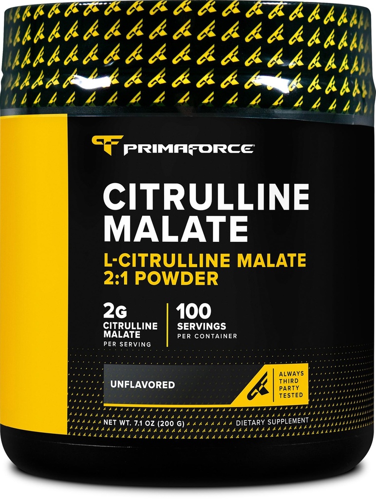 PrimaForce L-Citrulline Malate Powder, Unflavored Pre Workout Supplement, 200 Grams - Boosts Energy, Aids Recovery, Enhances Strength Performance – Vegan, Non-GMO