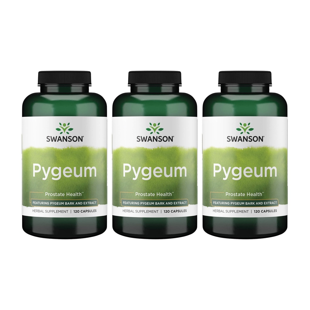 Swanson Pygeum Herbal Supplement for Men Seeking Prostate, Bladder, and Urinary Tract Health Support - 400 mg (120 Capsules, 3 Pack)