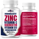 Zinc Quercetin Vitamin C 800 mg with Vitamin D3 Antioxidant Immune Support High Potency Quercetin Zinc Supplement for Men and Women - Gluten, Soy, & Dairy Free - 60 Count (Pack of 1)