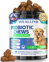 200 PCS Probiotikai šunims - šunų probiotiniai Chews už Gut Health, Digital Support & Itchy odos reljefo Pet Diarrhee Gas Treatment - Probiotikai, Digital fermentų, Prebiotikai, Moliūgų