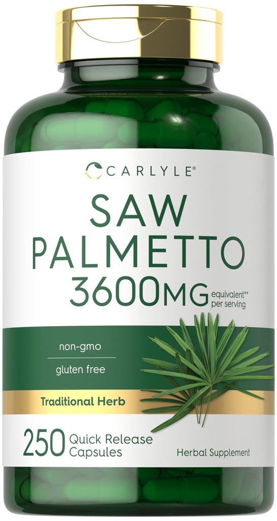 Carlyle Saw Palmetto for Men and Women | 250 Capsules | Herb Extract Supplement | Serenoa Repens | Non-GMO and Gluten Free