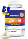 Enzymedica Lypo Gold, 高易感Lipase 消化酶 肥胖消化酶,支持偶发的Bloating 救济和消化酶健康, Keto-Friendly, Vegan, 240 Capsules