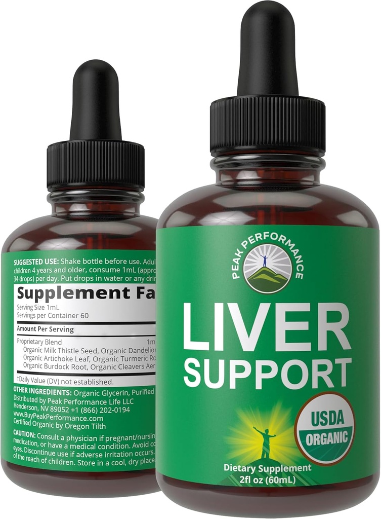 USDA Organic Liver Cleanse Detox ' Repair. 6-in-1 Liquid drops with Organic Milk Thistle, Artichoke Extract, and More. Zero Sugar, Liver Health Support Tincture supplement Alternative to Capsules