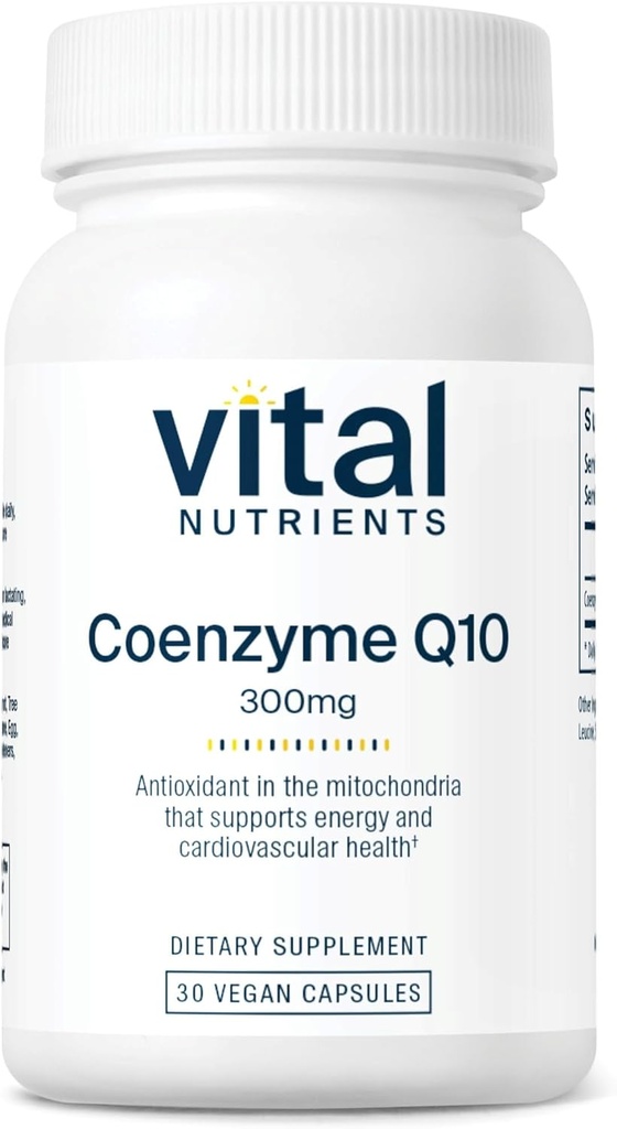 Vital Nutrients CoQ10 300mg | Vegan Supplement | Potent Antioxidatzaile CoEnzyme Q10-en laguntza emateko bihotz-osasuna eta energia-mailak* | Gluten, Dairy eta Soy Free | Non-GMO | 30 kapsulak