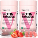 Biotin Gummies 10000mcg gehigarri - C bitamina, A, D, B-Complex, Folate, Zinc for Women & Girls- Vegan Biotin Hair Growth Gummy ile osasuntsuetarako eta Nails, Non-GMO, Strawberry, 120 Hartza