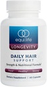 Equilife Daily Hair Support, Suplemento de cabelo com Biotin, Ashwagandha, Zinco, Selênio, e Serra Palmetto, Vitaminas e Minerais para Cabelo e Escalpe Nutrição, Gluten Free, 60 Cápsulas