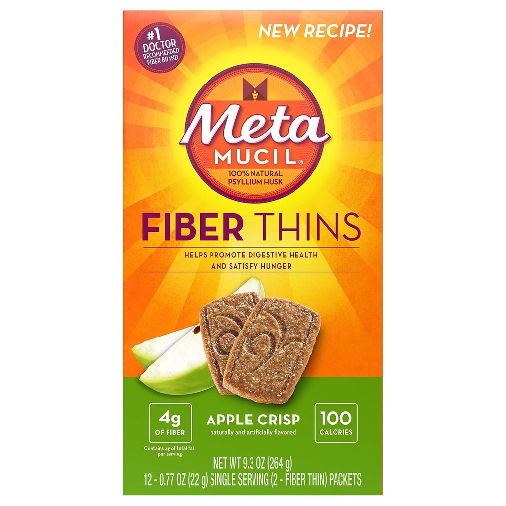 Metamucil Meta-rain Fiber Wafers bởi Meta Apple Crisp 24 đếm (Pack of 3) (OD)