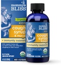 Māmiņas Bliss Organic Kids Klepus Sīrups un Mucus Relief + Immunity Support, Agave & Honey, Ivy Leaf, Plūškoka ogas, Cinks, vitamīns C, 4 Fl Oz