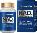 Suplemento de NAD+ 1000 mg Pure Organic, maior suplemento de NAD+ Resveratrol Max Absorción de enerxía e reparación do ADN, defensa do envellecemento, soporte da función cerebral, 120 cápsulas