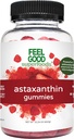 FeelGood Superfoods Astaxanthin Integratori, 6mg Antiossidante Gummies per la salute della pelle e degli occhi, Aroma di bacche, Vegan, Non OGM, 60 Conte