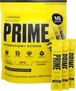 PRIME HYDRATION+ Sticks Lemonade | Polvere di idratazione Bastoncini di singola dose | Polvere di elettrolita sul Go | Basso zucchero | senza caffeina | Vegan | 16 Sticks