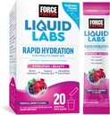 Force Factor Liquid Labs Красота, Hydration Packet за по-силна коса, кожа и нокти. Електролити на прах с хиалуронова киселина, биотин и церамиди. Тропически Бери аромат, 20 Stick Packs