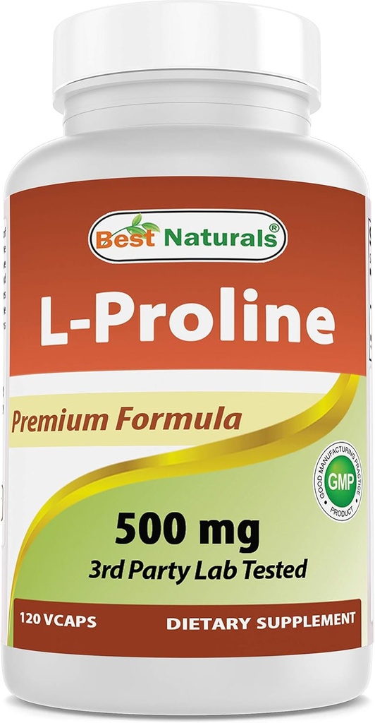 Nejlepší Naturals L-proline Amino Acid Dietární dodatek 500 Mg, 120 Počet (817716014456)