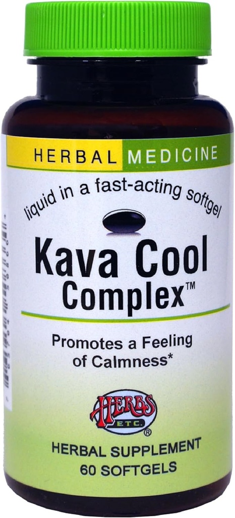 Herbs Etc. Kava Calm Kompleksi - Xüsusi rahatlıq əlavə etmək Herbal Supplement - Supports Restful Sleep - Nerve Sooth Supplementing - 60 Softgels (60 Xidmət)