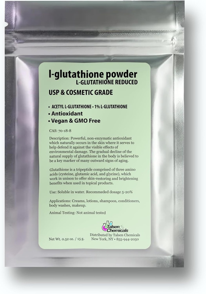 Alennettu L-glutationijauhe DIY Kosmeettinen gradus Pure Glutationi Organic Powder for Skin (0,5 Ounce / 15 g)
