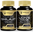 WELLNESS LABSRX Lions Mane Supplement Capsules with Shilajit Himalayan Capsules | Bundle