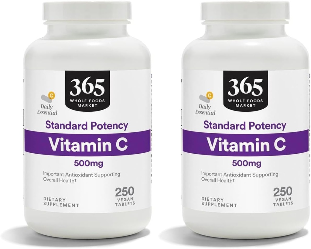 365 per tot el mercat de menjars, Vitamina C 500Mg, 250 taules (Pack de 2)