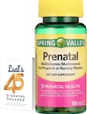 Spring Valley Prenatal Multivitamin 100 tabletter, Prenatal Vitaminer for kvinder, Graviditet skal Haves Folate Supplement, Bundle med Lualls 45 Diabetes Decoded