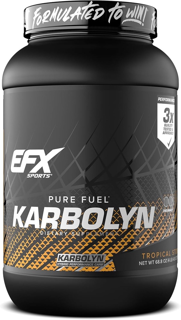EFX Sports Karbolyn Fuel | Быстропоглощающий углеводный порошок | Углеродная нагрузка, устойчивая энергия, быстрое восстановление | Стимулятор бесплатно | 37 сервий (тропический шторм)