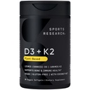 Sports Research® Vegan Vitamin D3 + K2 w/Coconut Oil, 30 Count Plantgels™ | Plant-Based Vitamin D 5000iu/125mcg & Soy-Free Vitamin K 100mcg for Bone & Immune Support - Vegan Certified & Non-GMO Verifed