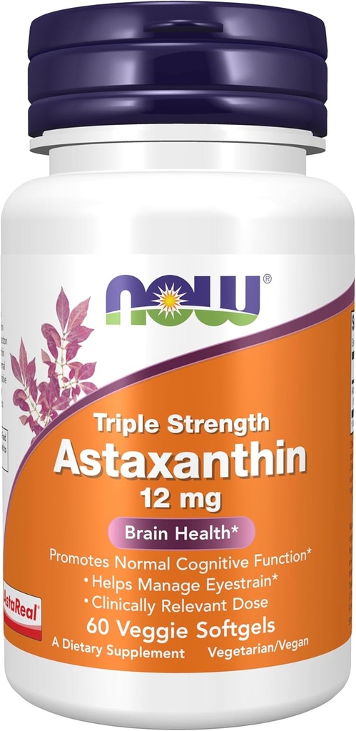 Most kiegészítők, Triple Strength Astaxanthin 12 mg, Triple Strength, Brain Health *, Segít kezelni szem törzs *, 60 Veggie Softgels