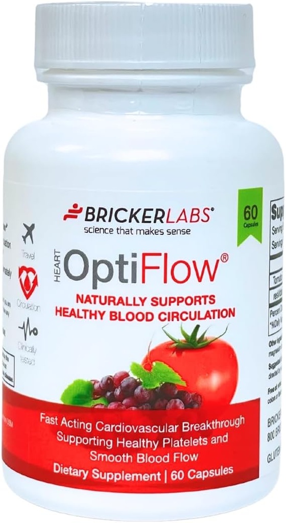 Bricker Labs OptiFlow Blood Circulation Vitamin, Aural Supports Healthy Blood Flow, Berisi FruitFlow dan resVida Trans resveratrol. Tambahan Darah Optimizer 60 Kapsul