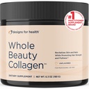 Designs for Health Whole Beauty Collagen - Collagen Peptides, Silica & Biotin Powder to Support Hair Skin and Nails - Support Hair Strength & Fullness (30 Servings)