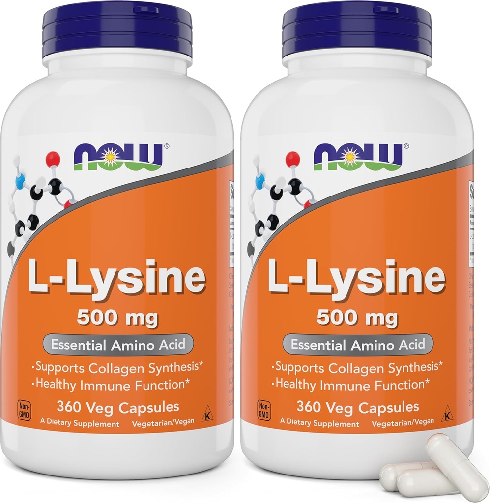 Nyní L- Lysin 500 mg, 360 Vegetariánských tobolek (Balení po 2)